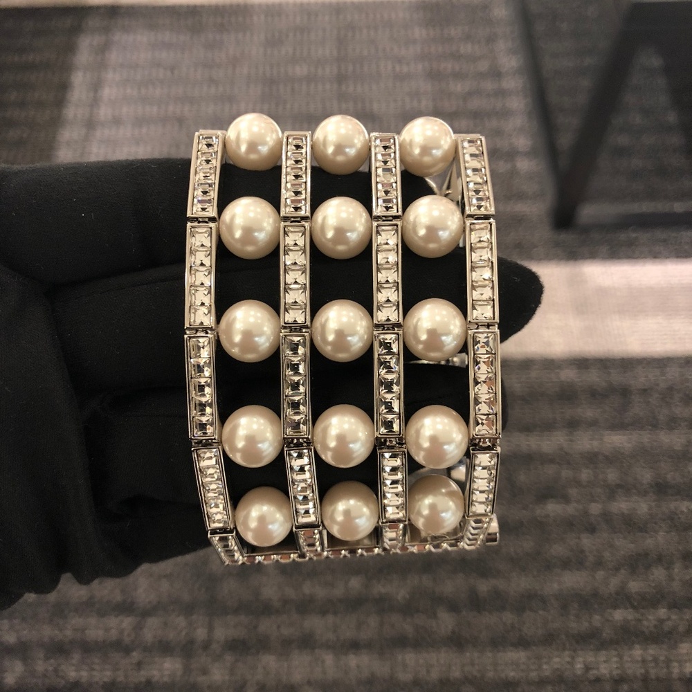 CHANEL CC Pearl and Crystal Cuff Bracelet